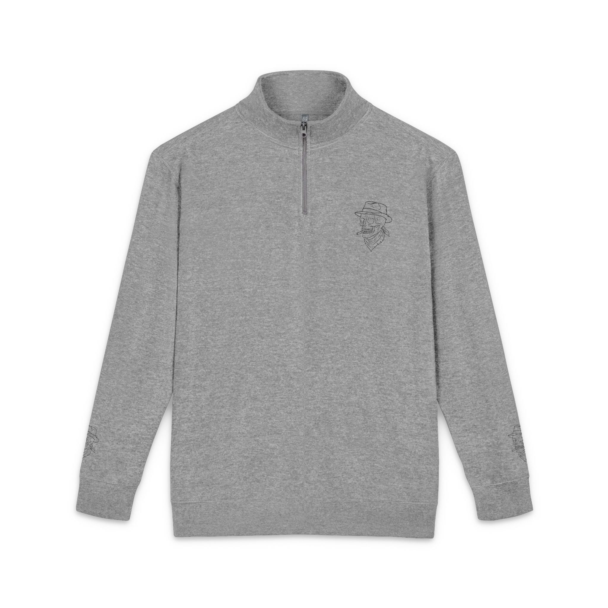Cowboy Skull Embroidered Fleece Pullover