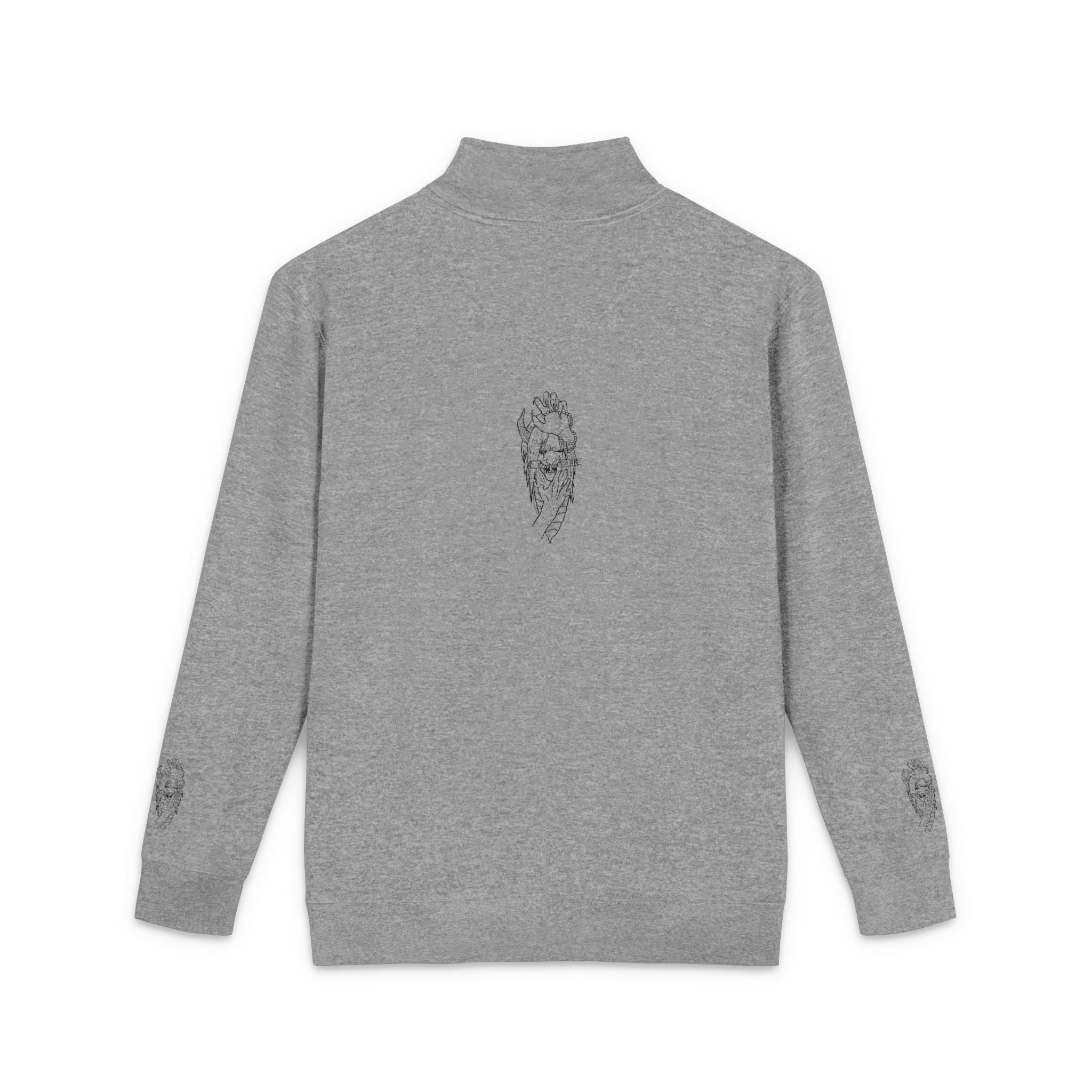 Demon Mask Girl Embroidered Fleece Pullover