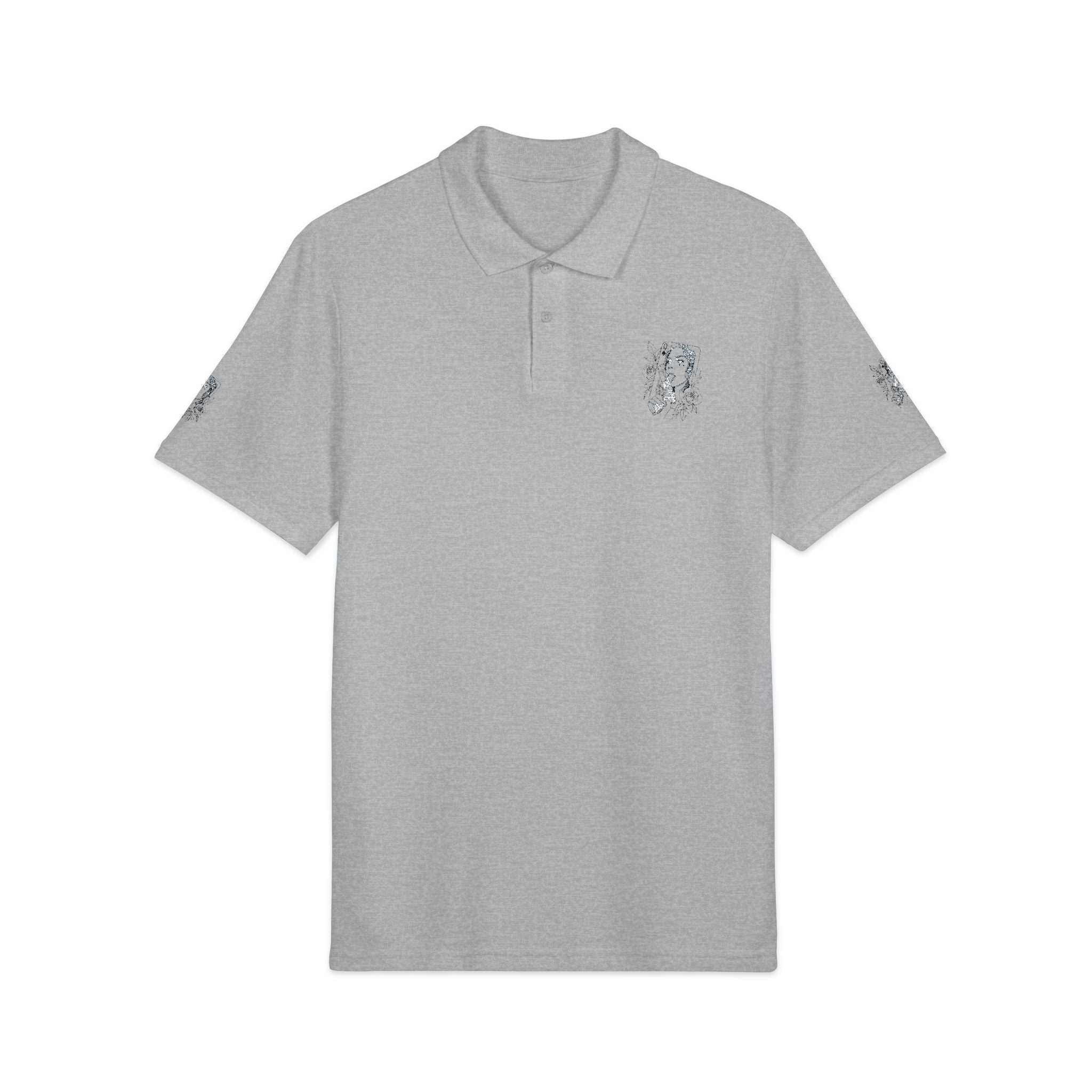 Embroidered Queen of Spades Gun Art Polo Shirt