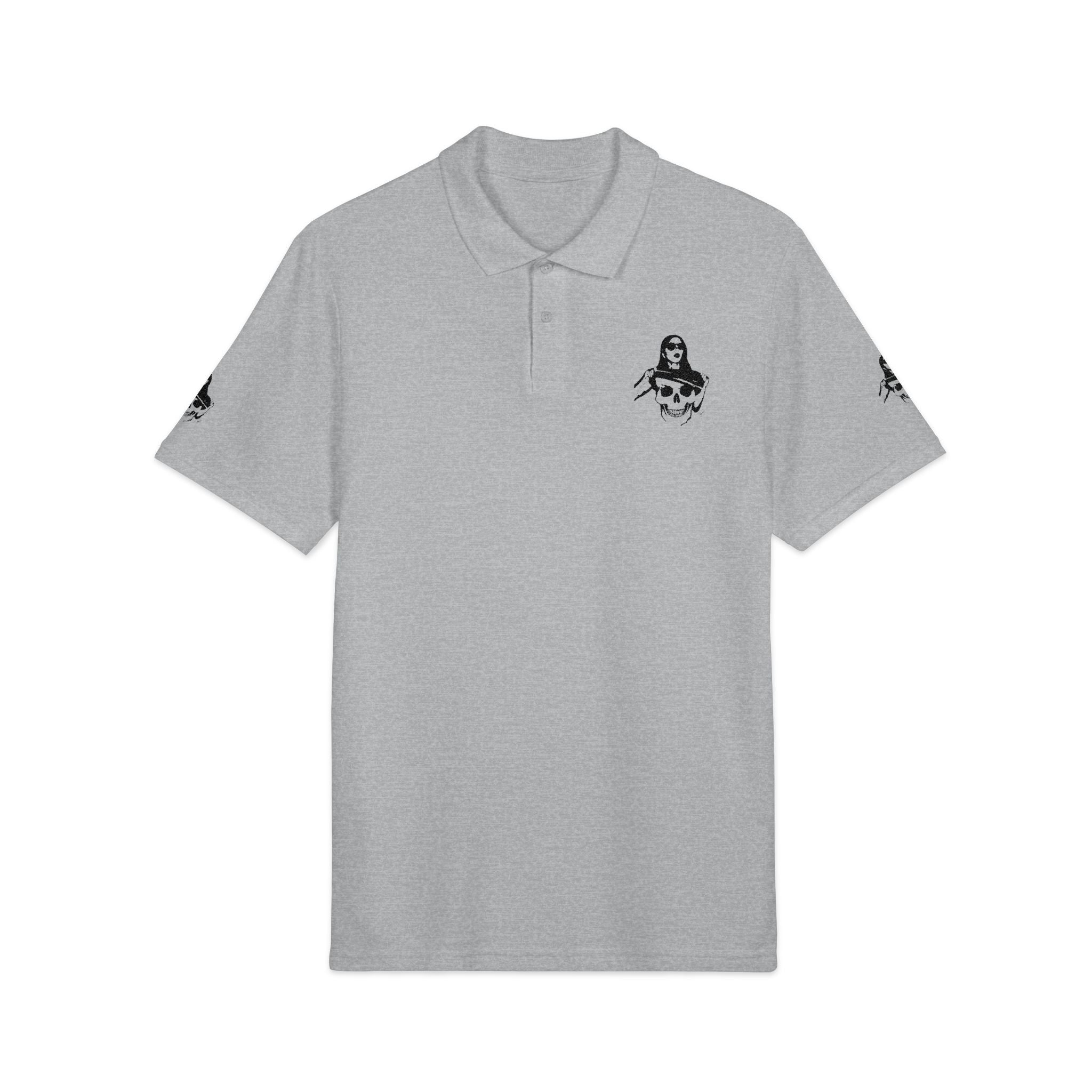 Embroidered Skull Body Girl Art Polo Shirt